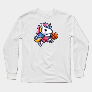 Basketball Unicorn Olympics 🏀🦄 - Slam Dunk Cuteness! Long Sleeve T-Shirt